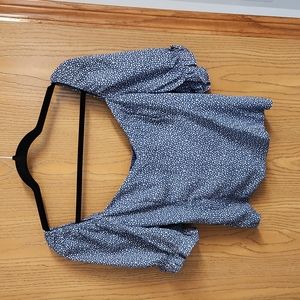 Abercrombie Puff Sleeve Sweetheart top medium blue dot
